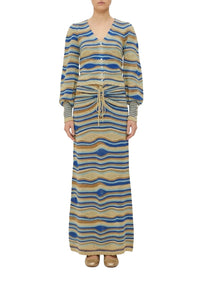 Cardigan Waves en maille - Bleu