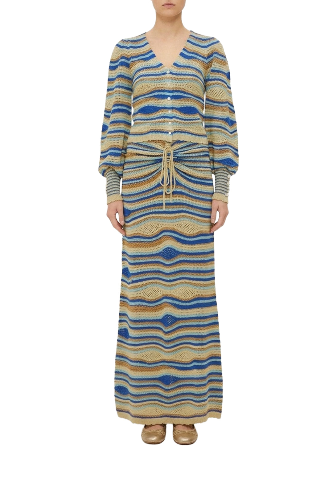 Cardigan Waves en maille - Bleu