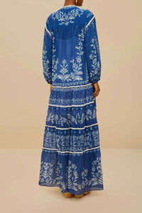 Robe longue Tiered - Bleu