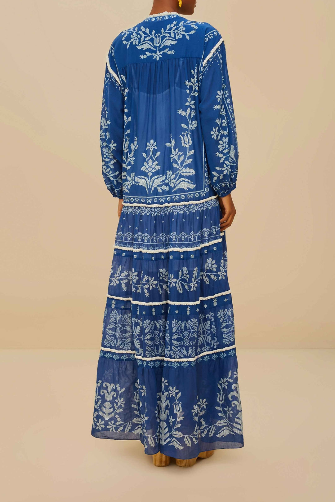 Robe longue Tiered - Bleu