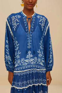 Robe longue Tiered - Bleu