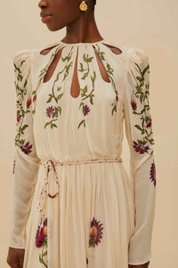 Robe longue à manches longues - Beige