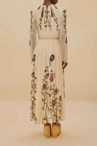 Robe longue à manches longues - Beige