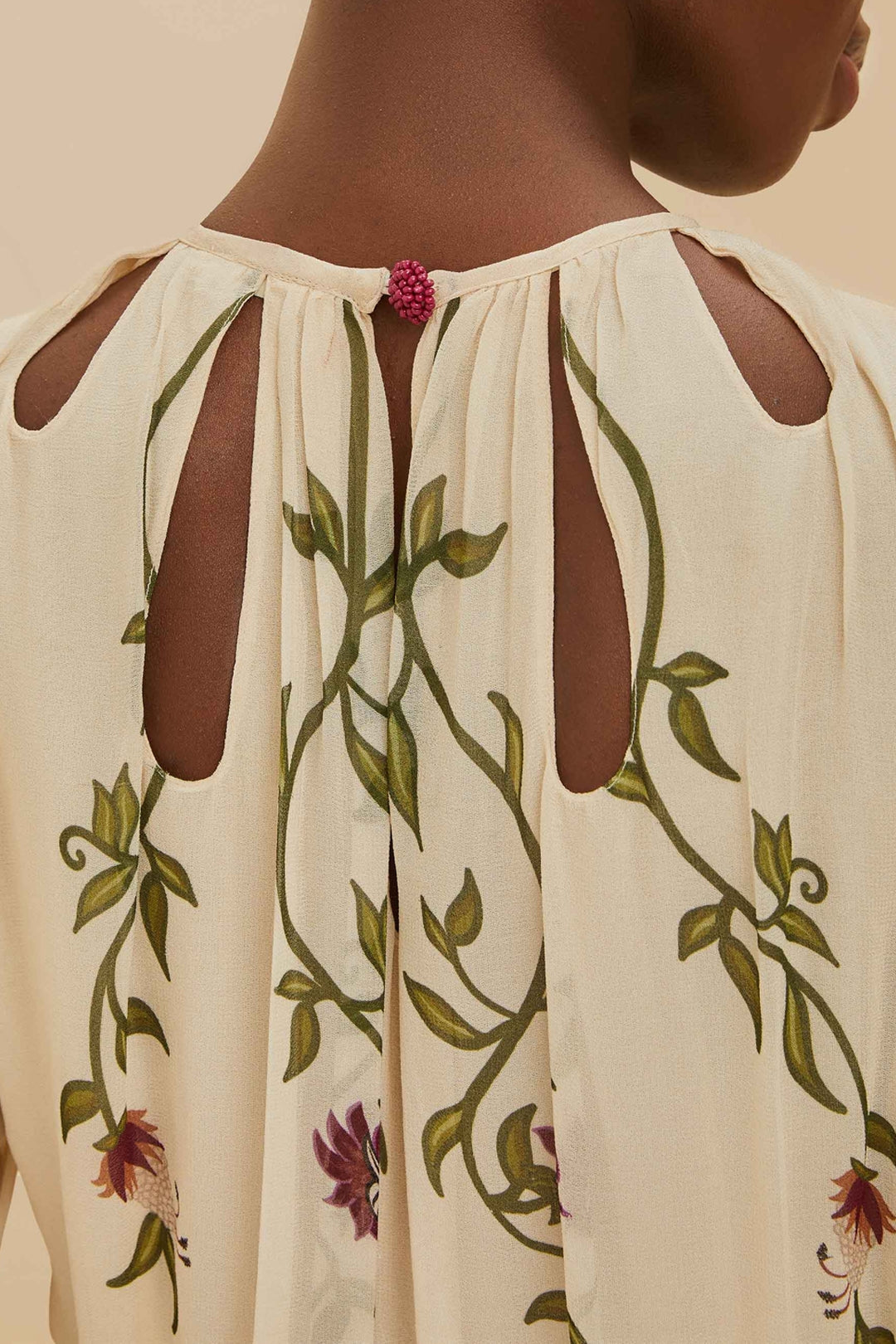 Robe longue à manches longues - Beige