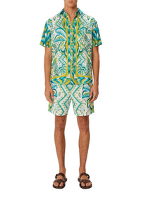 Short unisexe Tropical Tapestry Sand en lin - Bleu
