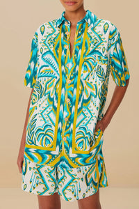 Short unisexe Tropical Tapestry Sand en lin - Bleu