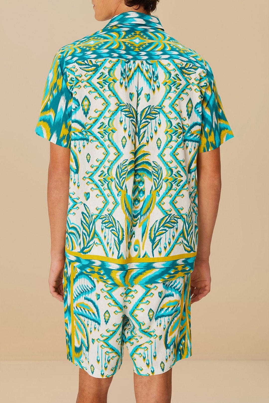 Short unisexe Tropical Tapestry Sand en lin - Bleu