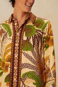Chemise unisexe à manches longues en lin - Jaune