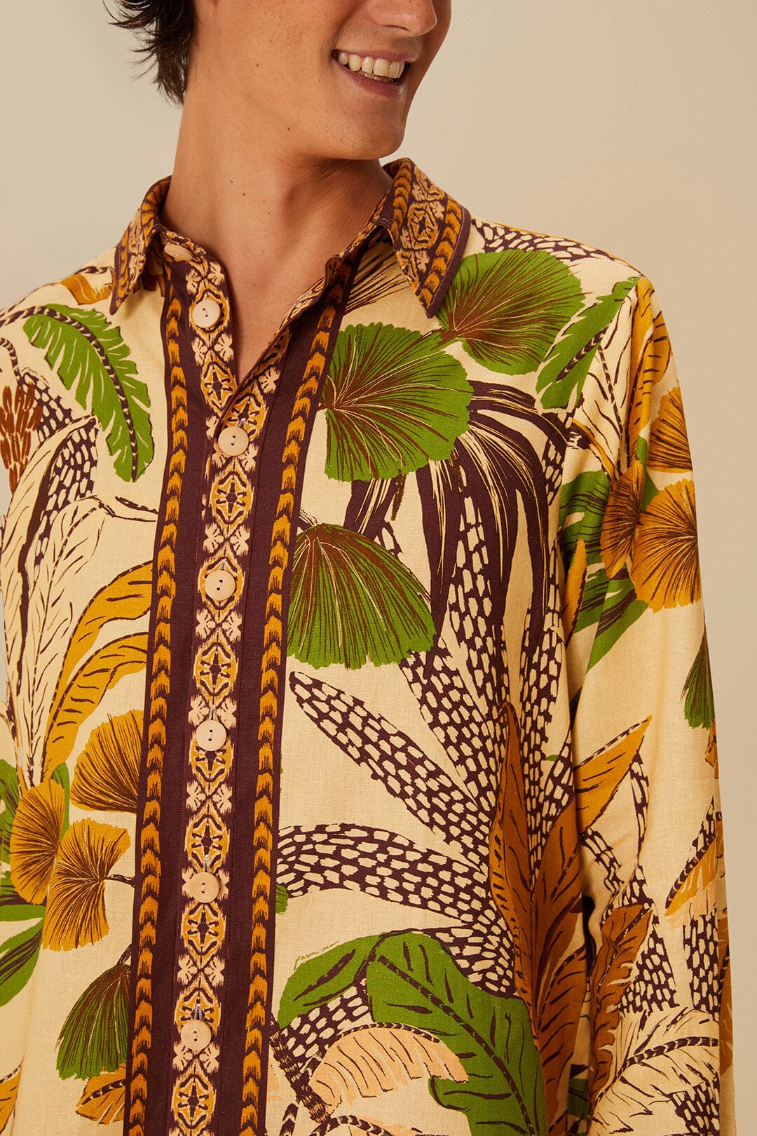 Chemise unisexe à manches longues en lin - Jaune
