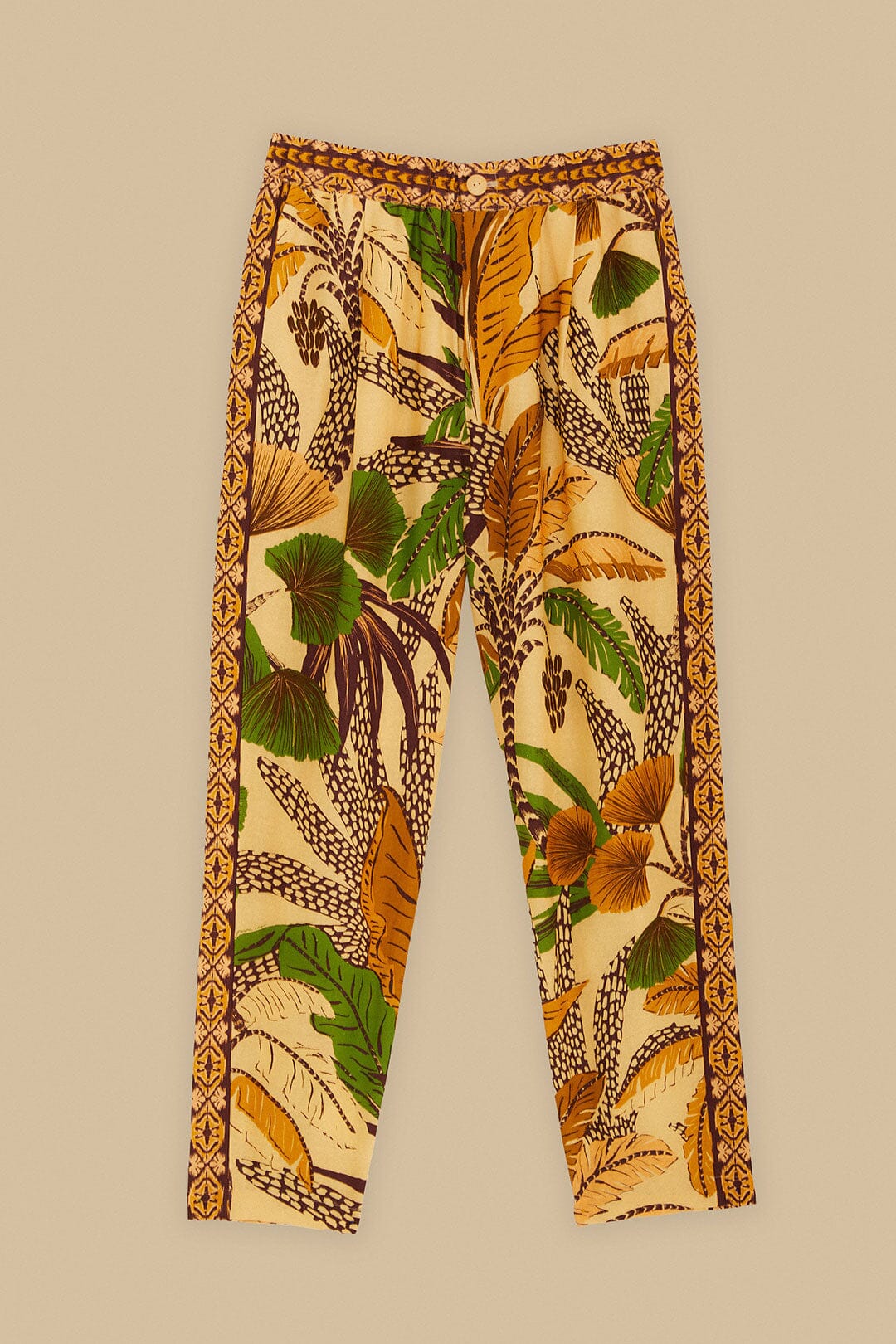 Pantalon unisexe Foliage Sketch en lin - Jaune