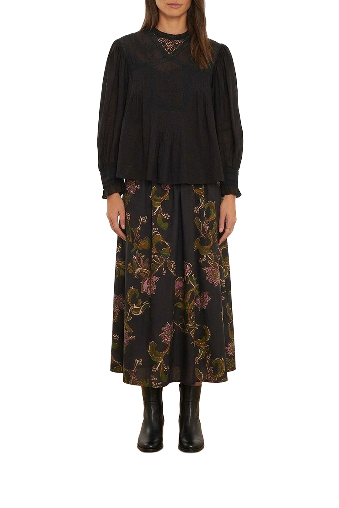 Chemisier Colliar en coton - Noir