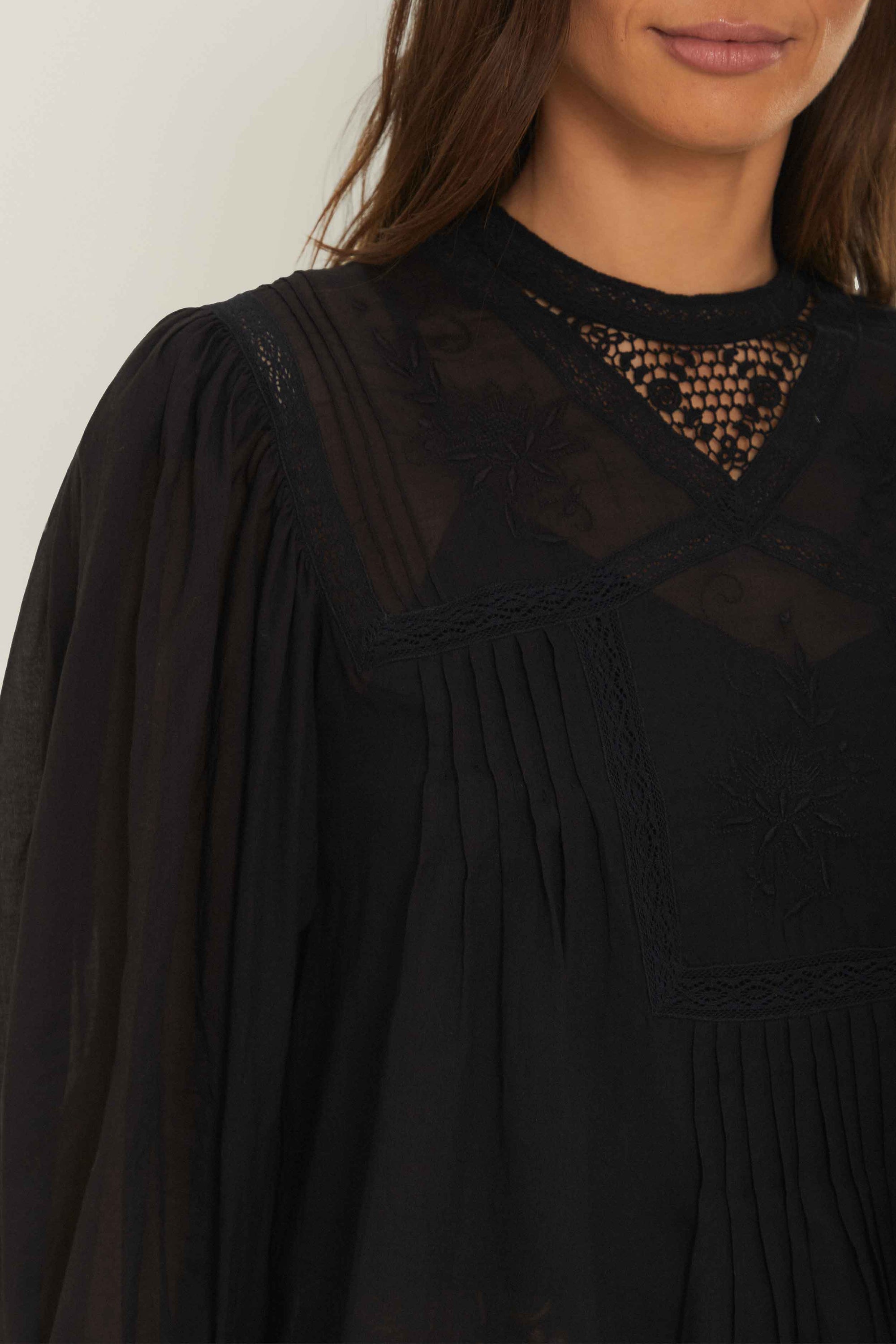 Chemisier Colliar en coton - Noir