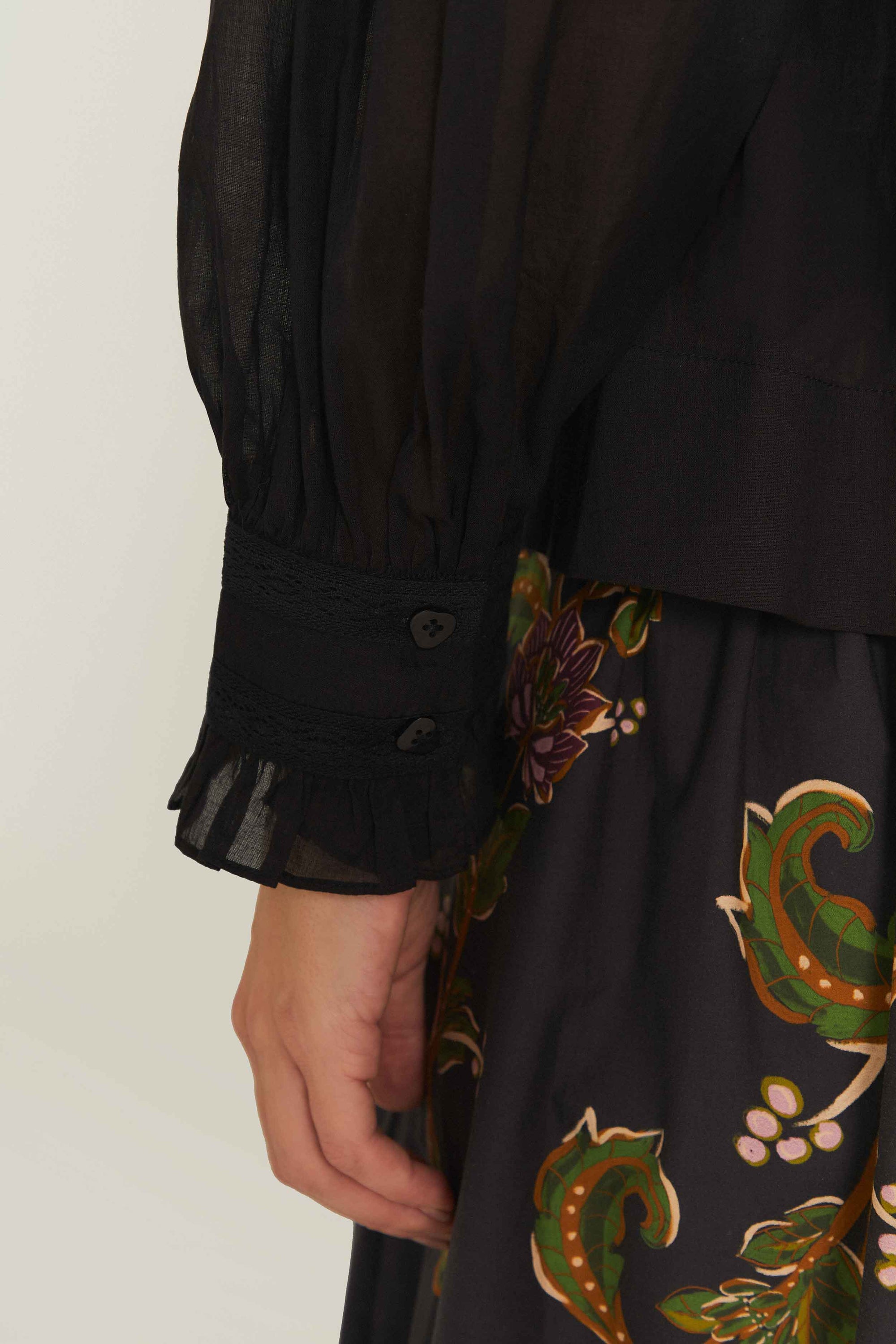 Chemisier Colliar en coton - Noir