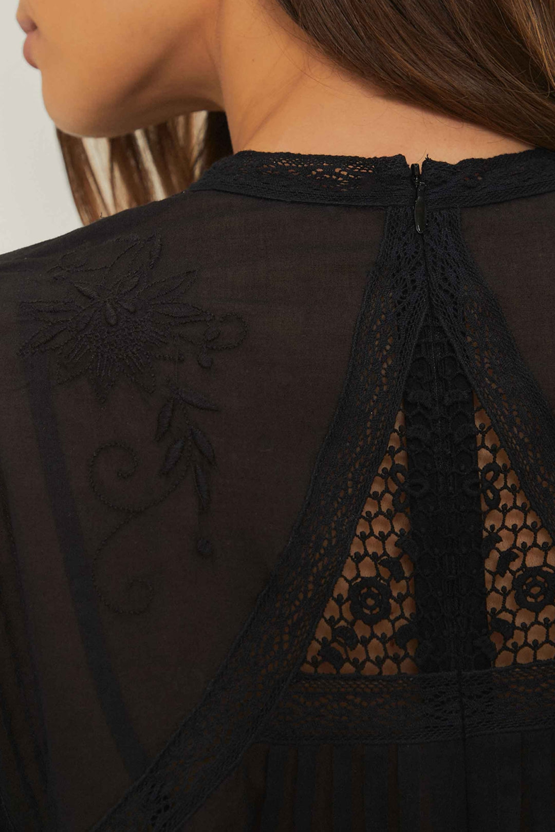 Chemisier Colliar en coton - Noir