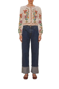 Loose-fitting low-rise cotton trousers - Blue