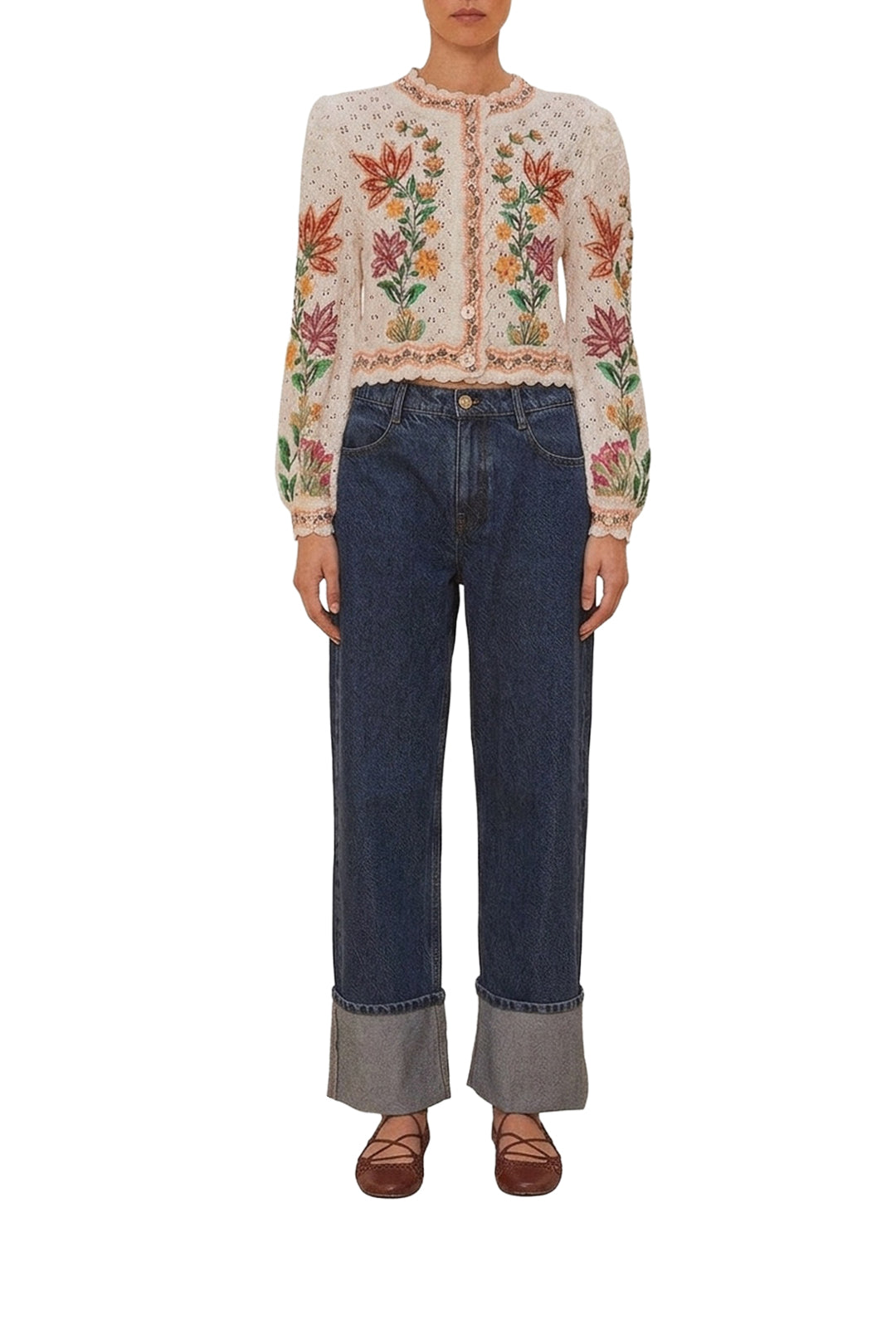 Loose-fitting low-rise cotton trousers - Blue