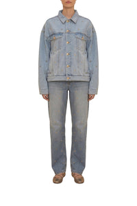 Pantalon à nœuds brodés en denim - Bleu