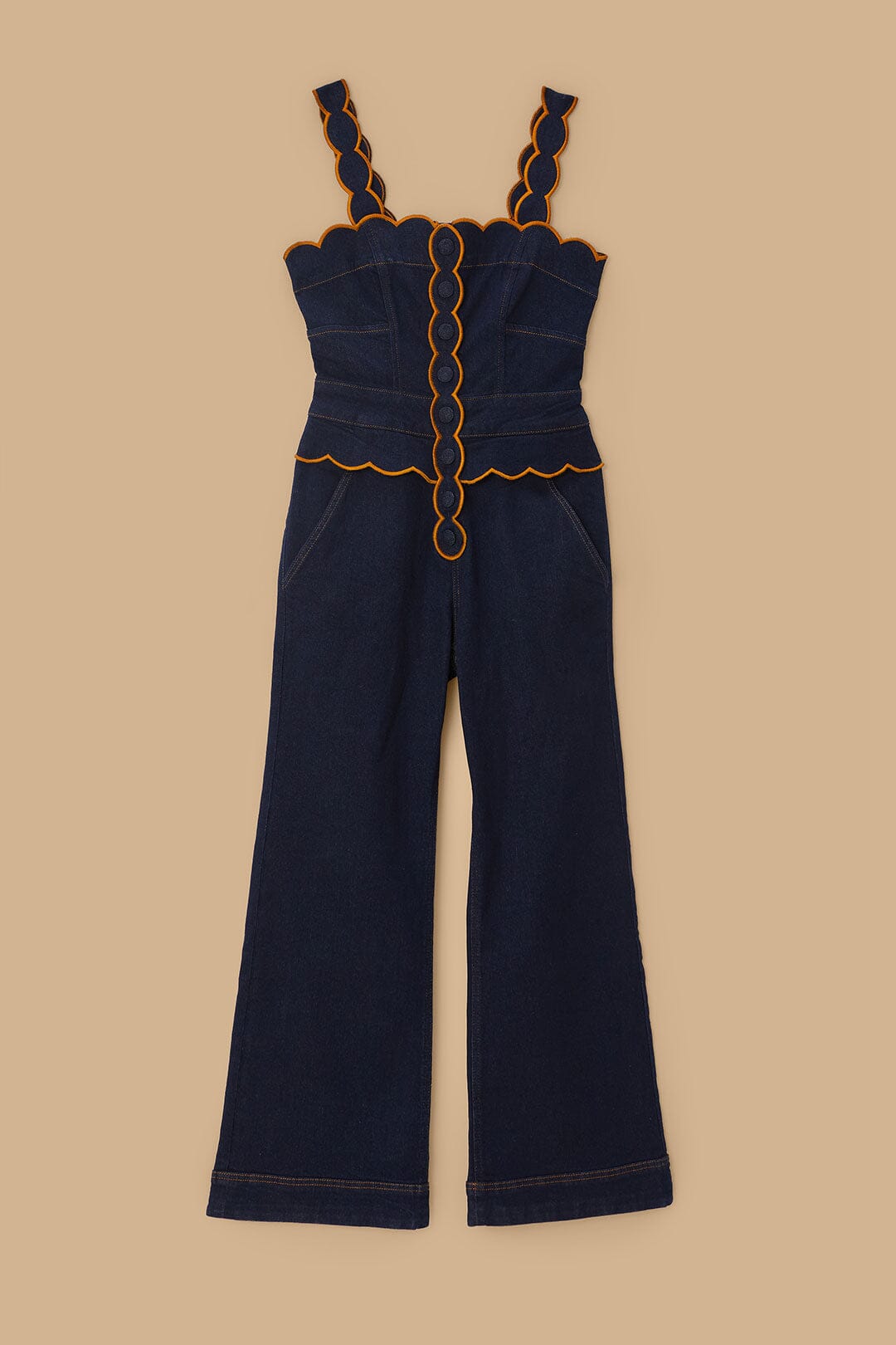 Combinaison contrastée en denim - Bleu