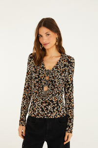 CHECK VUE_Tiny Flowers Black Blouse - Tiny Flowers Black