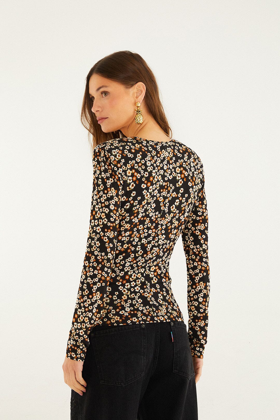 Tiny Flowers Black Blouse - Tiny Flowers Black