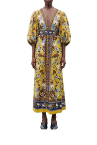 Robe midi Flowering Garden - Jaune