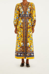Robe midi Flowering Garden - Jaune