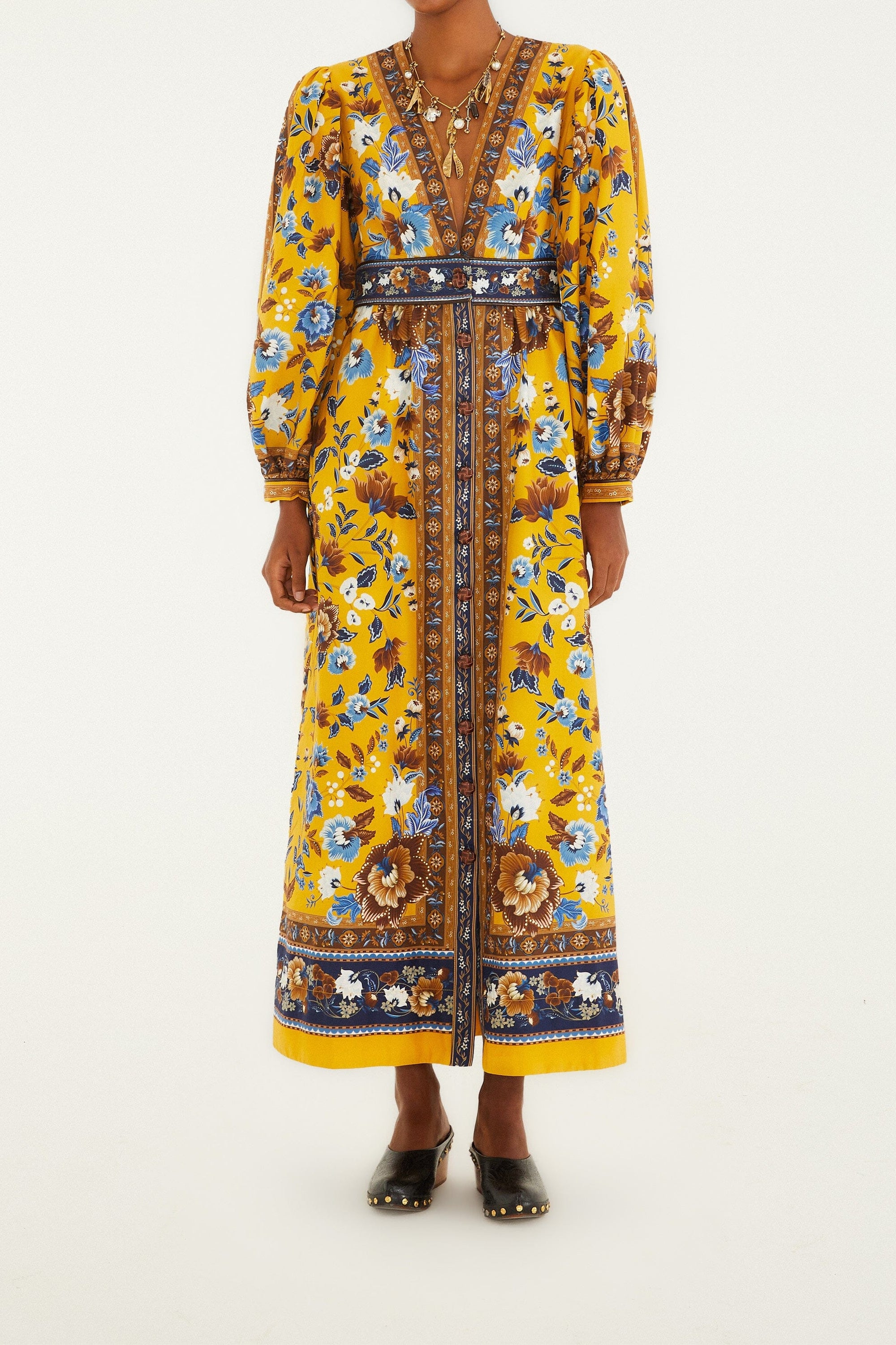 Robe midi Flowering Garden - Jaune