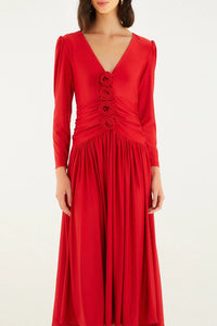 Robe midi Flower - Rouge