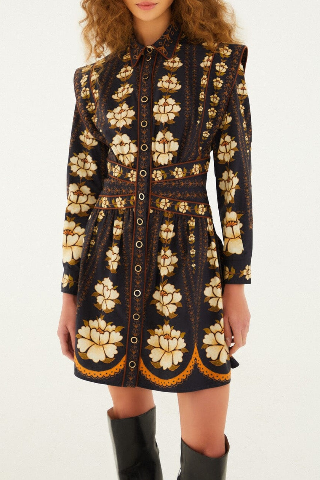 Robe courte Flowers - Noir