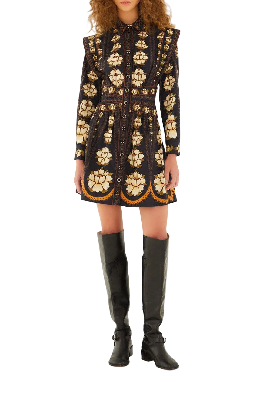 Robe courte Flowers - Noir