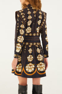 Robe courte Flowers - Noir