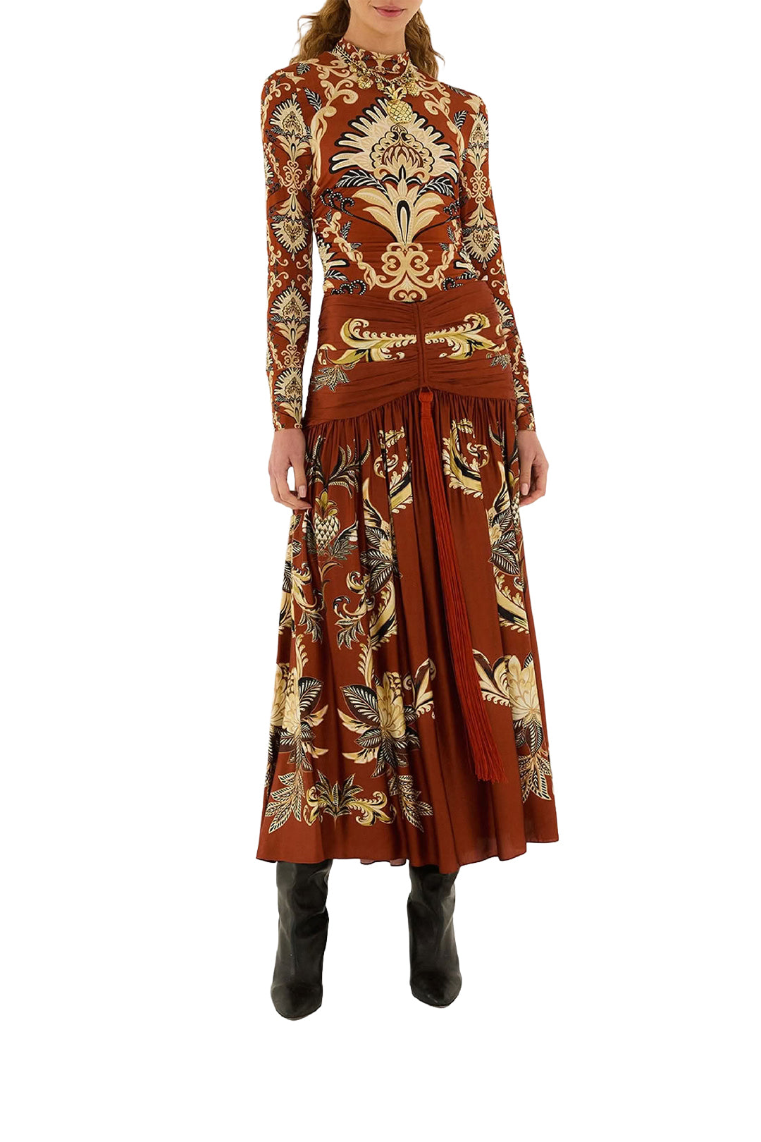 Jupe midi Arabesc Paradise - Orange