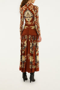 Jupe midi Arabesc Paradise - Orange