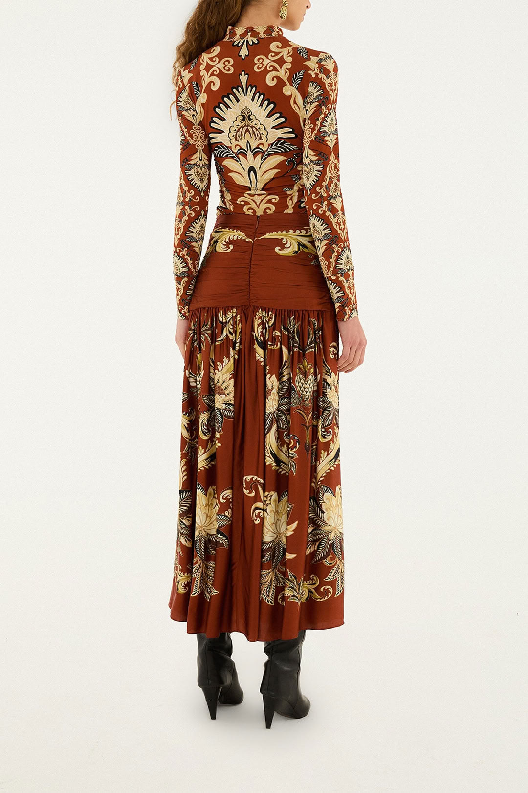 Jupe midi Arabesc Paradise - Orange