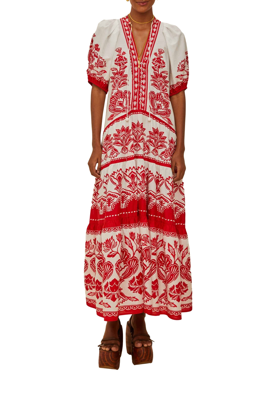 Long dress with short sleeves - White