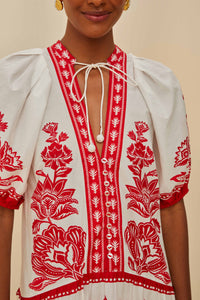 Long dress with short sleeves - White