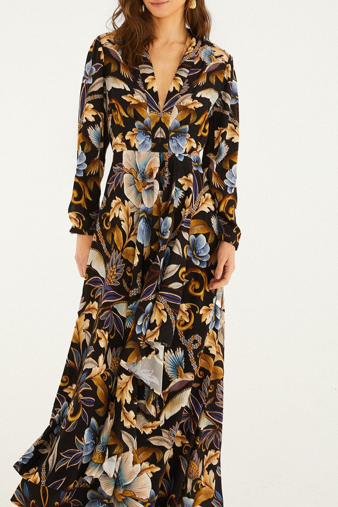 Robe longue Snake Garden - Noir