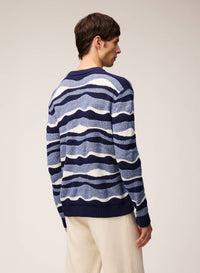 NAVY JACQUARD KNIT CREWNECK