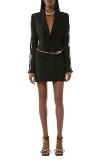 Short cut-out dress with rhinestone embellishments - Black