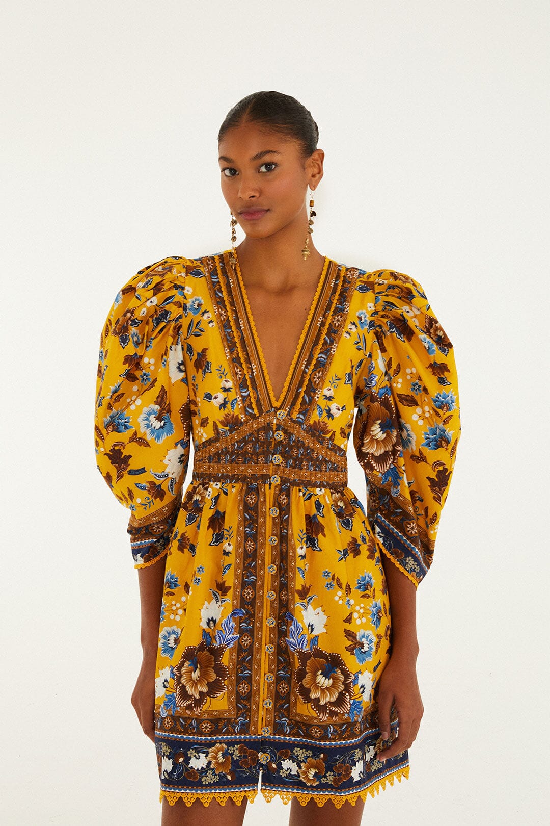 Garden Tree Yellow Robe courte - Garden Tree Yellow
