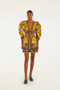 DIFFUSELY_Garden Tree Yellow Robe courte - Garden Tree Yellow