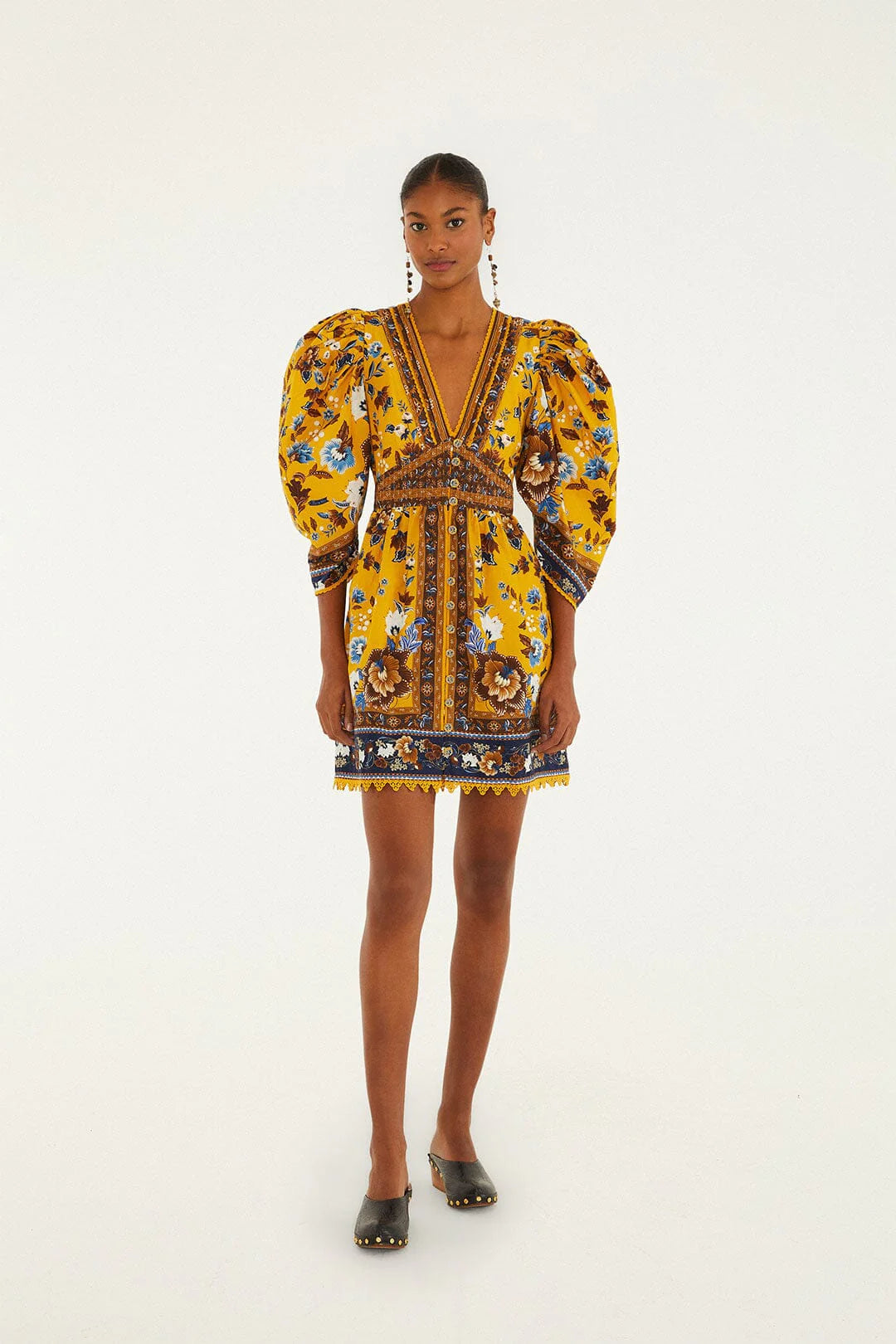 DIFFUSELY_Garden Tree Yellow Robe courte - Garden Tree Yellow