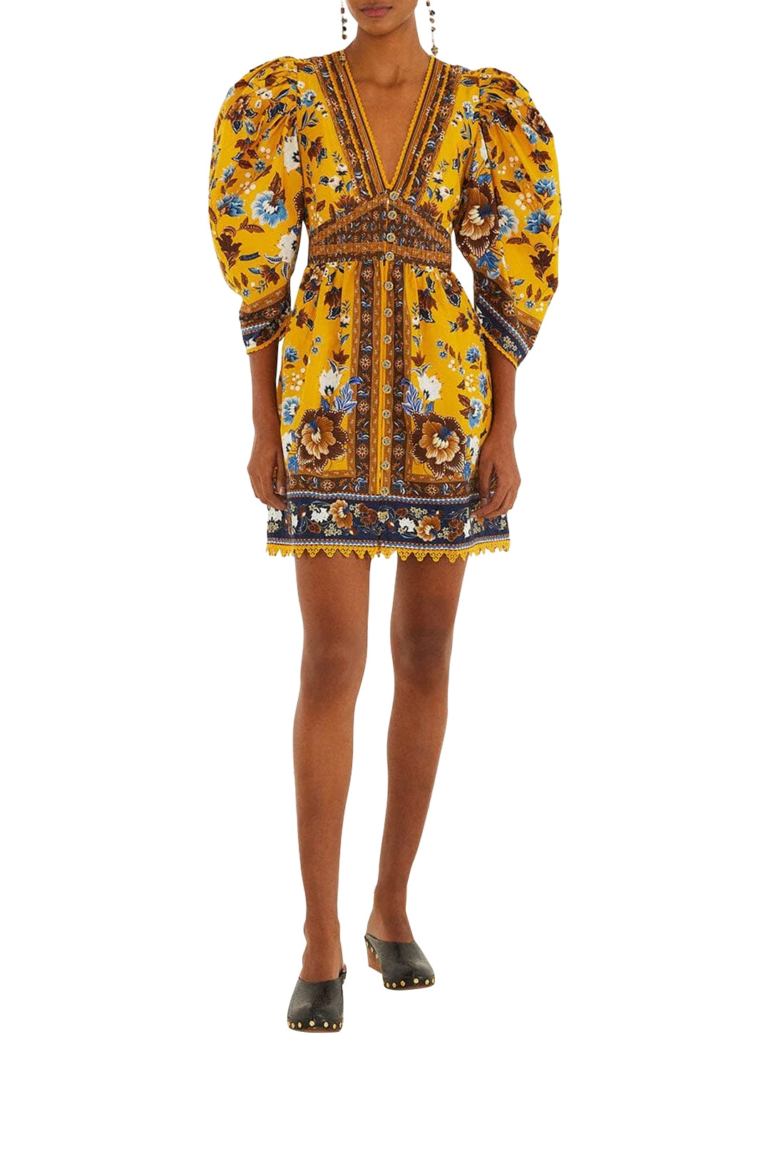 Flowering Garden Short Dress - Yellow
