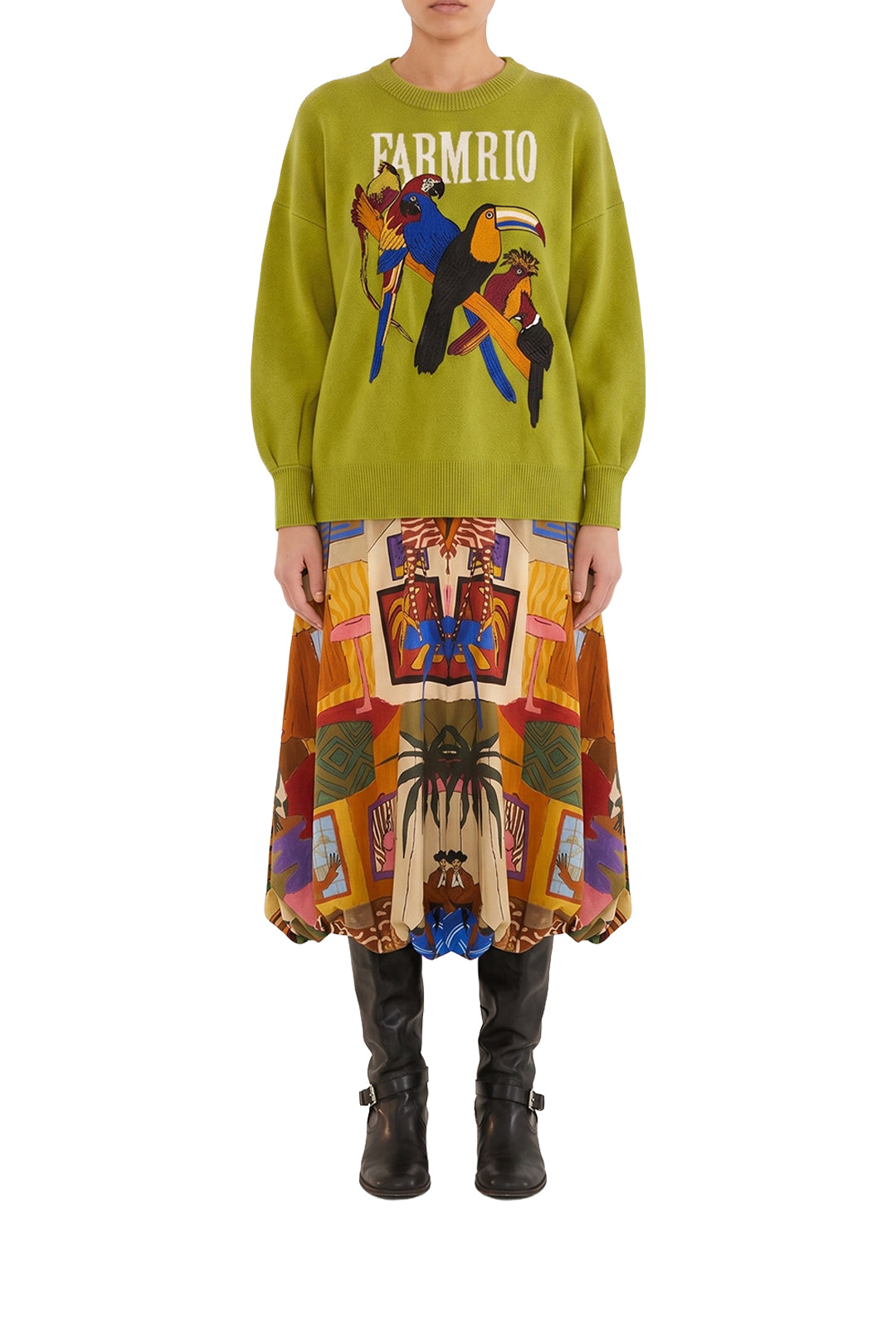 Jupe midi Tropical - Multicolore