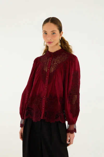 CHECK VUE_Burgundy Blouse - Burgundy