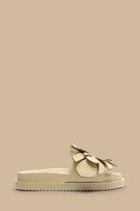 Monstera embroidered mules - Beige