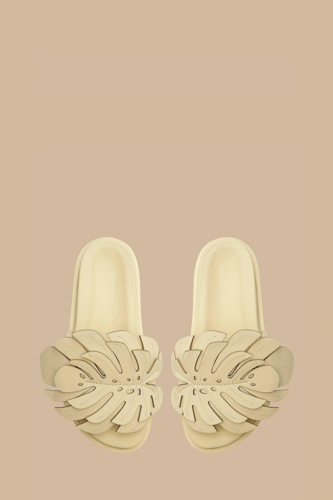 Monstera embroidered mules - Beige