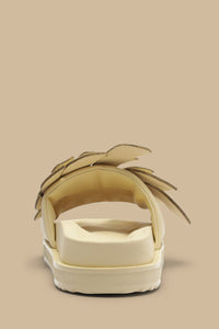 Monstera embroidered mules - Beige