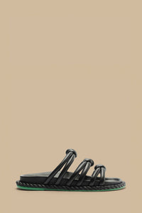Flat sandals with leather ties - Black