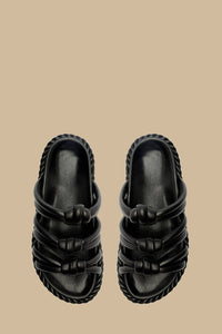 Flat sandals with leather ties - Black